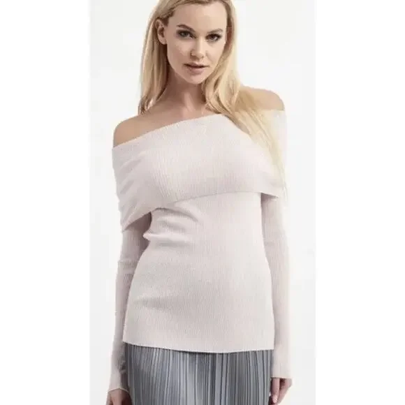 Max Mara Leisure Lorena Wool Cowl Neck Sweater Top Light Pink Sz L NWT $295
